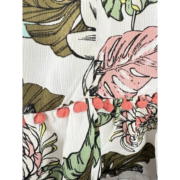 Miken Size Large Bathing Suit Cover-Up Dress Ruffled Embroidered Floral Pattern - Picture 8 of 9